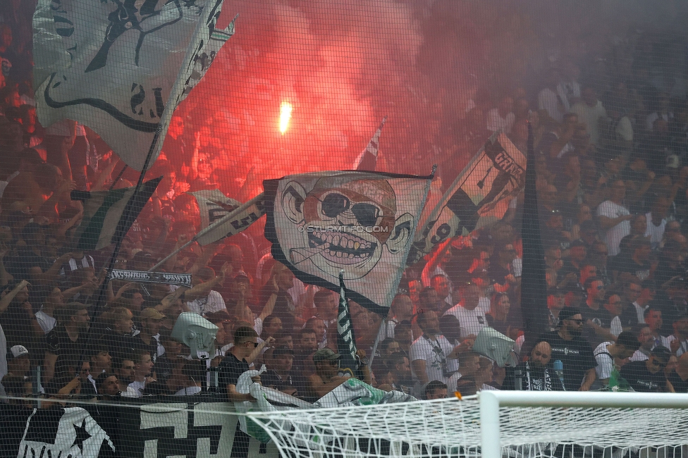 Sturm Graz - Rapid
Oesterreichische Fussball Bundesliga, 2. Runde, SK Sturm Graz - SK Rapid Wien, Stadion Liebenau Graz, 10.08.2025. 

Foto zeigt Fans von Sturm

