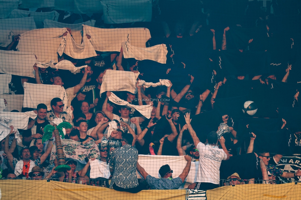 Ried - Sturm Graz
Oesterreichische Fussball Bundesliga, 3. Runde, SV Ried - SK Sturm Graz, Arena Ried, 16.08.2025. 

Foto zeigt Fans von Sturm mit einer Choreografie

