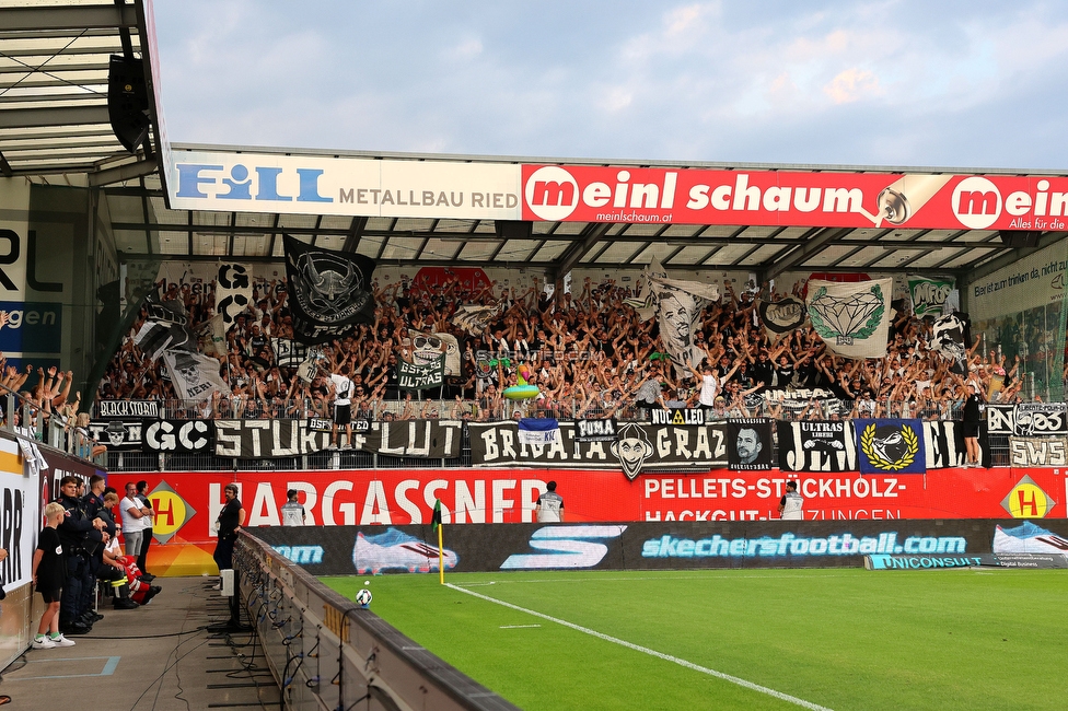 Ried - Sturm Graz
Oesterreichische Fussball Bundesliga, 3. Runde, SV Ried - SK Sturm Graz, Arena Ried, 16.08.2025. 

Foto zeigt Fans von Sturm
