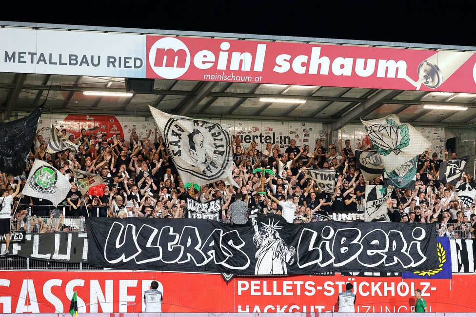 Ried - Sturm Graz
Oesterreichische Fussball Bundesliga, 3. Runde, SV Ried - SK Sturm Graz, Arena Ried, 16.08.2025. 

Foto zeigt Fans von Sturm

