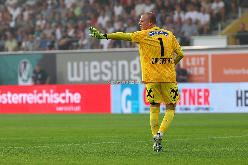 Ried - Sturm Graz
Oesterreichische Fussball Bundesliga, 3. Runde, SV Ried - SK Sturm Graz, Arena Ried, 16.08.2025. 

Foto zeigt Oliver Christensen (Sturm)
