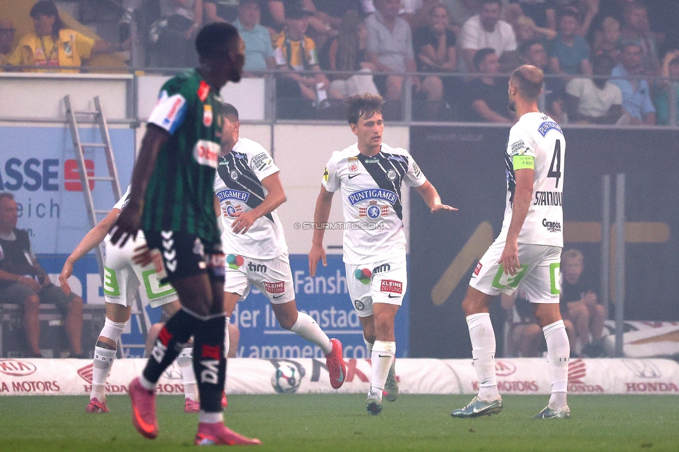 Ried - Sturm Graz
Oesterreichische Fussball Bundesliga, 3. Runde, SV Ried - SK Sturm Graz, Arena Ried, 16.08.2025. 

Foto zeigt William Boeving (Sturm) und Jon Gorenc-Stankovic (Sturm)
Schlüsselwörter: torjubel