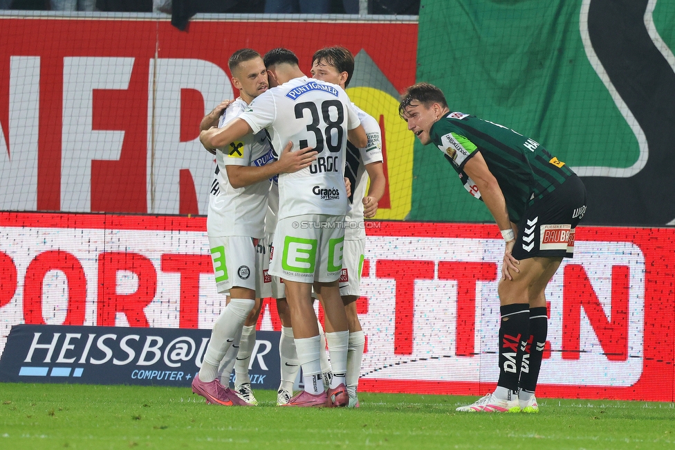 Ried - Sturm Graz
Oesterreichische Fussball Bundesliga, 3. Runde, SV Ried - SK Sturm Graz, Arena Ried, 16.08.2025. 

Foto zeigt Leon Grgic (Sturm)
Schlüsselwörter: torjubel