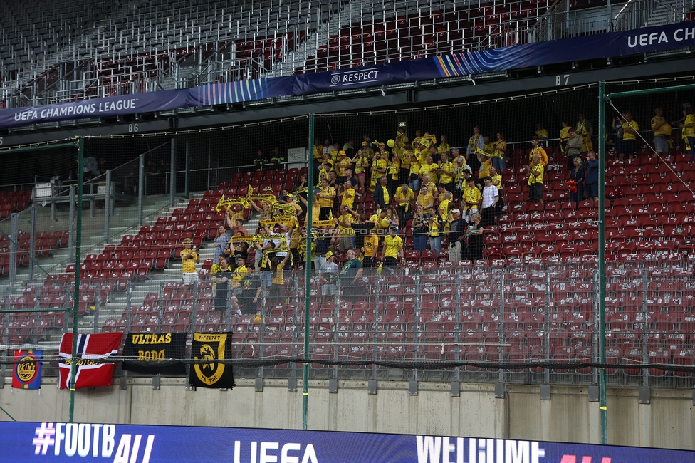 Sturm Graz - Bodo Glimt
UEFA Champions League Play-Offs, SK Sturm Graz - Bodo Glimt, Woerthersee Stadion Klagenfurt, 26.08.2025. 

Foto zeigt Fans von Bodo Glimt
