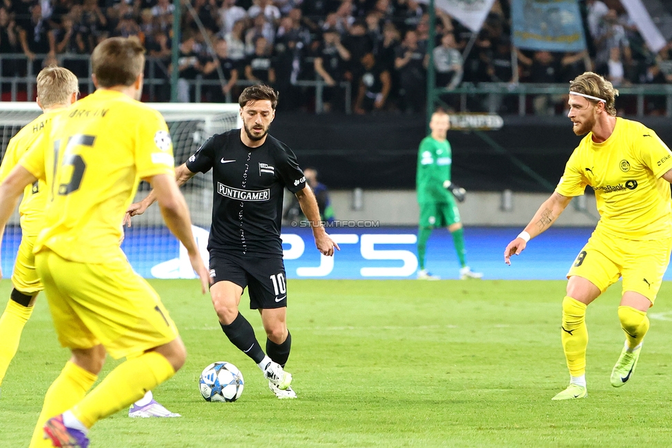 Sturm Graz - Bodo Glimt
UEFA Champions League Play-Offs, SK Sturm Graz - Bodo Glimt, Woerthersee Stadion Klagenfurt, 26.08.2025. 

Foto zeigt Otar Kiteishvili (Sturm)
