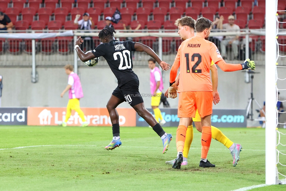Sturm Graz - Bodo Glimt
UEFA Champions League Play-Offs, SK Sturm Graz - Bodo Glimt, Woerthersee Stadion Klagenfurt, 26.08.2025. 

Foto zeigt Seedy Jatta (Sturm)
