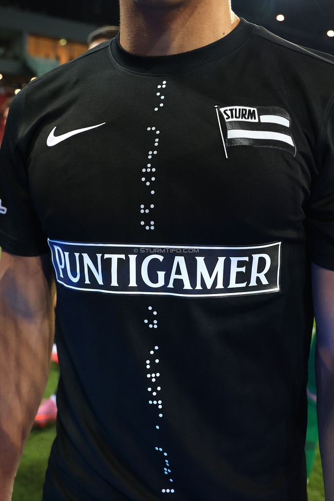 Sturm Graz - Bodo Glimt
UEFA Champions League Play-Offs, SK Sturm Graz - Bodo Glimt, Woerthersee Stadion Klagenfurt, 26.08.2025. 

Foto zeigt das Championsleague Trikot
