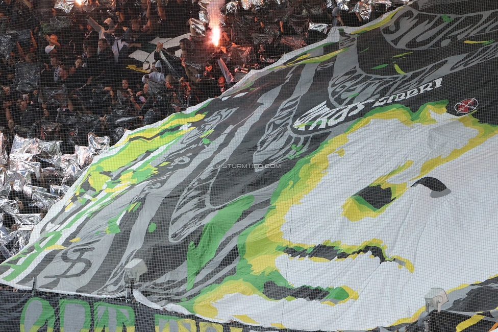GAK - Sturm Graz
Oesterreichische Fussball Bundesliga, 5. Runde, Grazer AK - SK Sturm Graz, Stadion Liebenau Graz, 30.08.2025. 

Foto zeigt Fans von Sturm mit einer Choreografie

