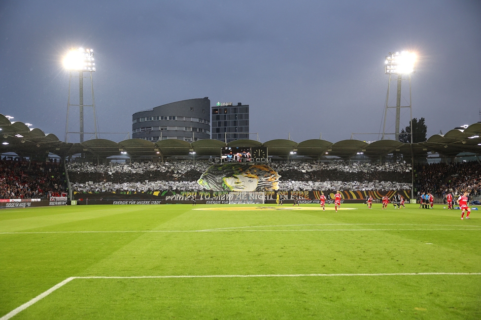 GAK - Sturm Graz
Oesterreichische Fussball Bundesliga, 2. Runde, GAK - SK Sturm Graz, Stadion Liebenau Graz, 30.08.2025. 

Foto zeigt Fans von Sturm mit einer Choreografie
