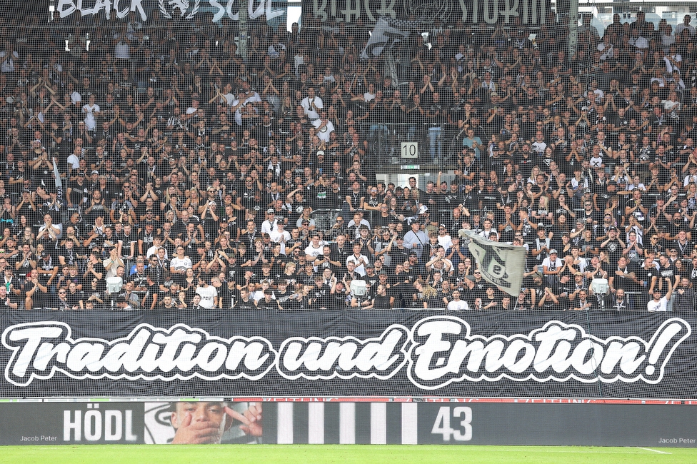 Sturm Graz - Austria Wien
Oesterreichische Fussball Bundesliga, 6. Runde, SK Sturm Graz - FK Austria Wien, Stadion Liebenau Graz, 14.09.2025. 

Foto zeigt Fans von Sturm mit einer Choreografie
