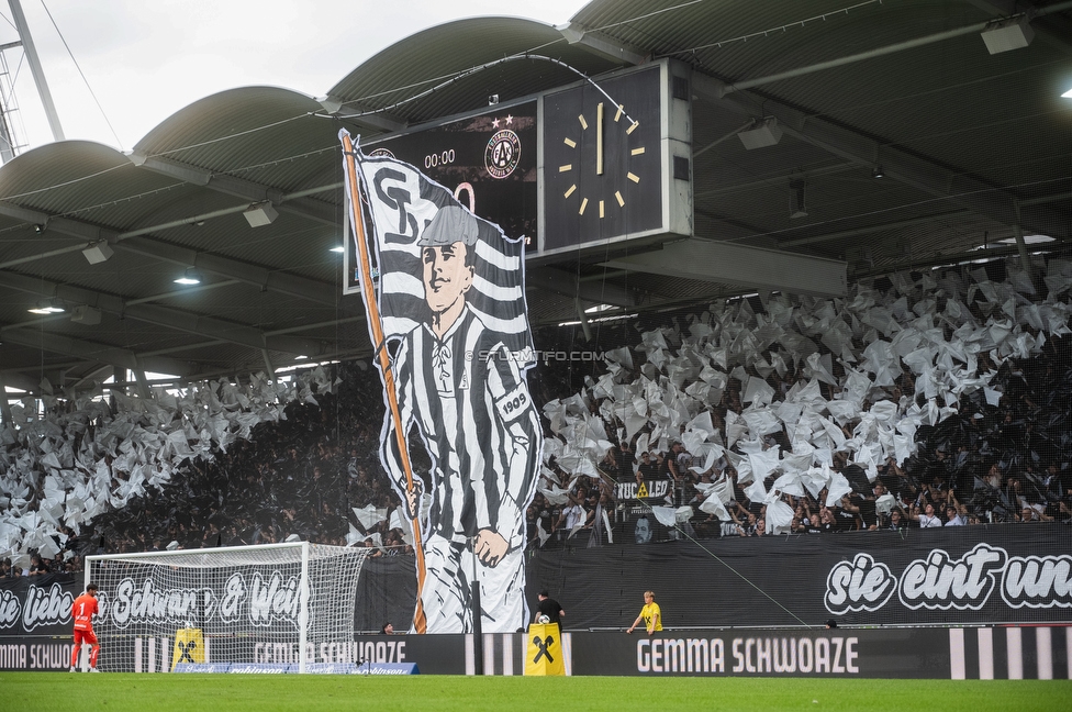 Sturm Graz - Austria Wien
Oesterreichische Fussball Bundesliga, 5. Runde, SK Sturm Graz - FK Austria Wien, Stadion Liebenau Graz, 14.09.2025. 

Foto zeigt Fans von Sturm mit einer Choreografie
