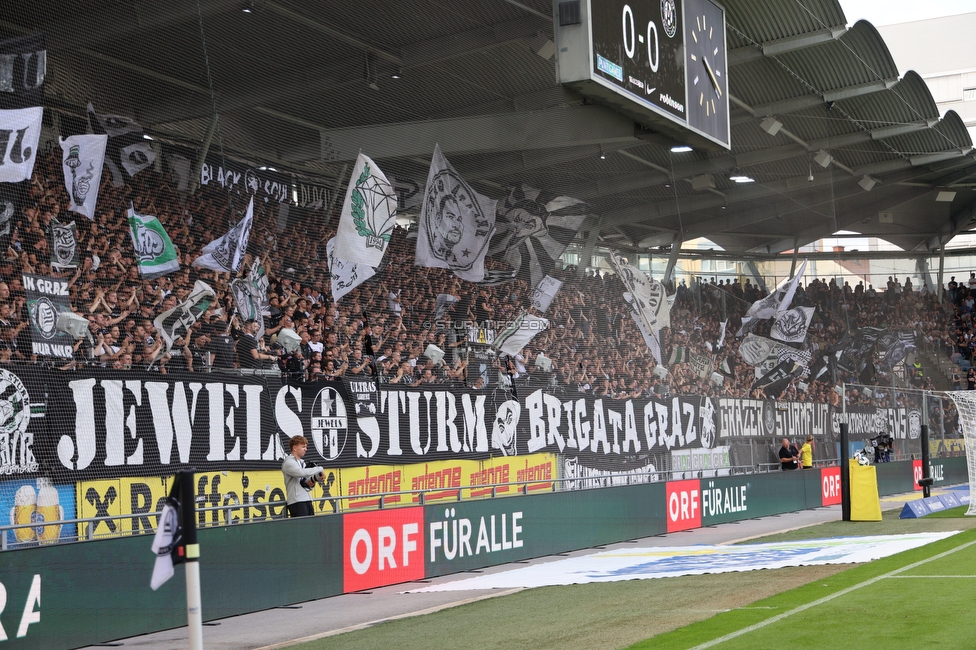 Sturm Graz - Austria Wien
Oesterreichische Fussball Bundesliga, 5. Runde, SK Sturm Graz - FK Austria Wien, Stadion Liebenau Graz, 14.09.2025. 

Foto zeigt Fans von Sturm mit einer Choreografie
