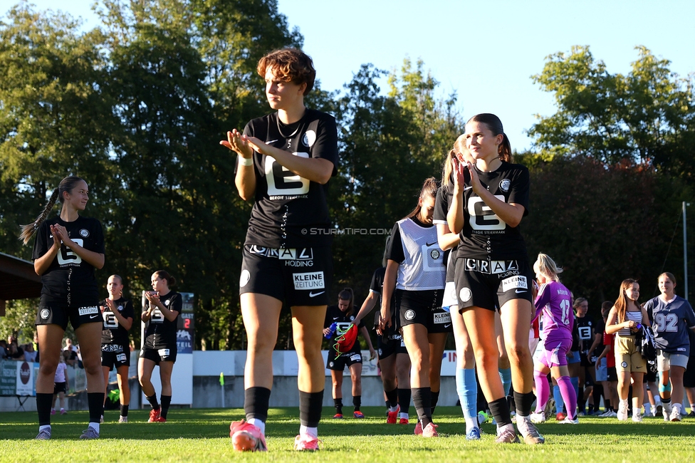 Sturm Damen - Ajax Frouwen
UEFA Women's Europa Cup, 1. Runde, SK Sturm Graz Damen - Ajax Amsterdam, Stadion Hollenegg, 18.09.2025.

Foto zeigt Leonie Christin Tragl (Sturm Damen) und Marie Spiess (Sturm Damen)
