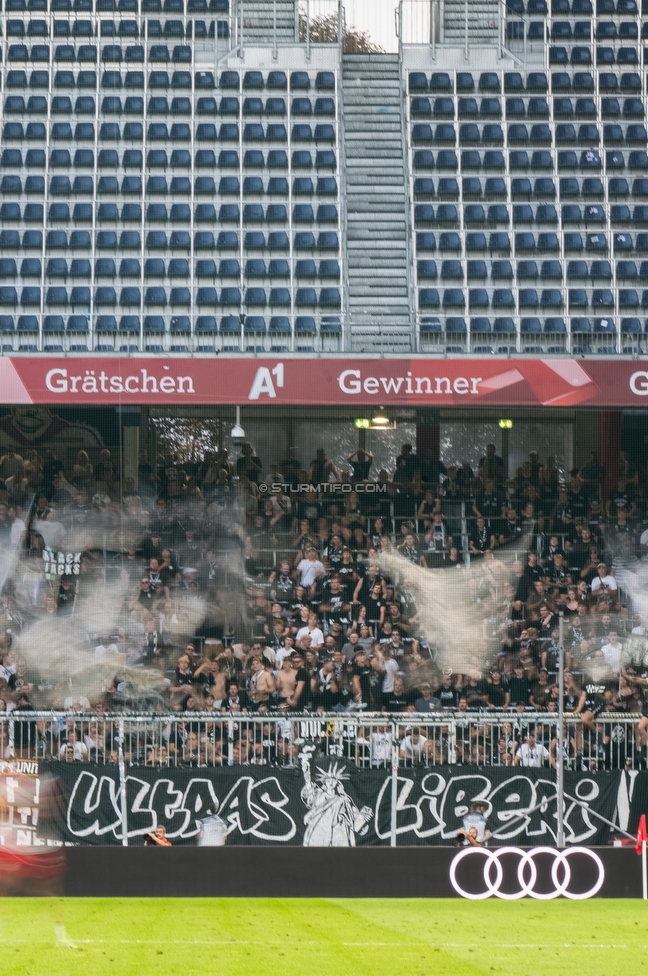 RB Salzburg - Sturm Graz
Oesterreichische Fussball Bundesliga, 6. Runde, FC RB Salzburg - SK Sturm Graz, Stadion Wals-Siezenheim, 20.09.2025. 

Foto zeigt Fans von Sturm mit einem Spruchband
Schlüsselwörter: repression