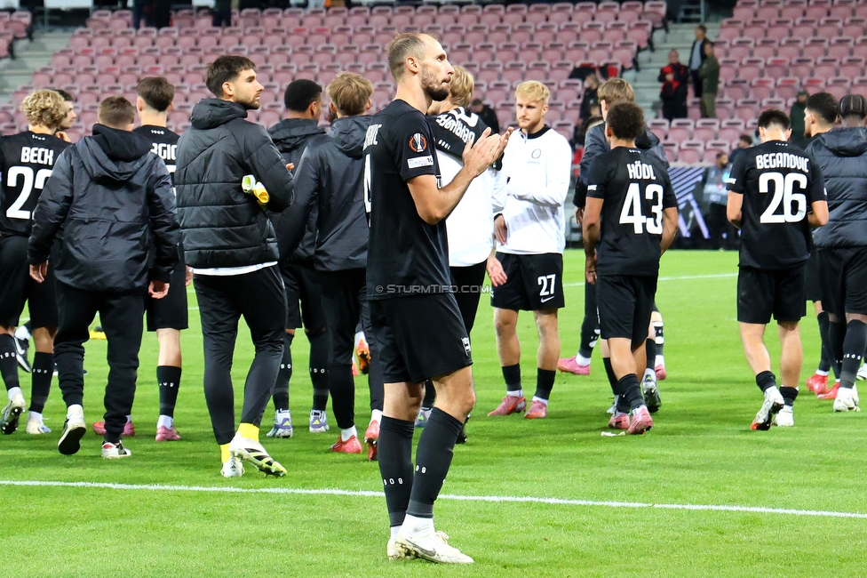 Midtjylland - Sturm Graz
UEFA Europa League Gruppenphase 1. Spieltag, FC Midtjylland - SK Sturm Graz, Arena Herning, 24.09.2025. 

Foto zeigt Jon Gorenc-Stankovic (Sturm)
