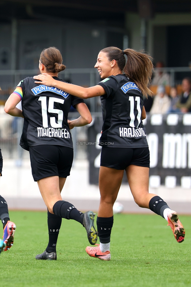 Sturm Damen - Neulengbach
OEFB Frauen Bundesliga, 7. Runde, SK Sturm Graz Damen - USV Neulengbach, Trainingszentrum Messendorf, 27.09.2025. 

Foto zeigt Sophie Maierhofer (Sturm Damen) und Ruzika Krajinovic (Sturm Damen)
