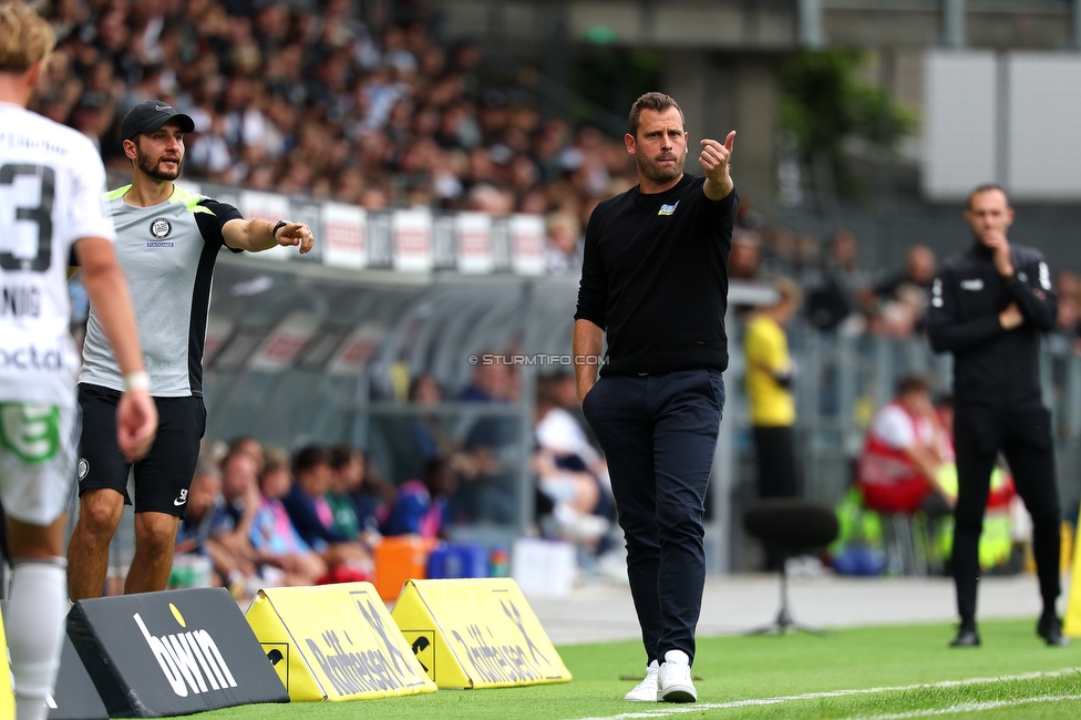 Sturm Graz - Hartberg
Oesterreichische Fussball Bundesliga,8. Runde, SK Sturm Graz - TSV Hartberg, Stadion Liebenau Graz, 28.09.2025. 

Foto zeigt Sargon Duran (Co-Trainer Sturm) und Juergen Saeumel (Cheftrainer Sturm)
