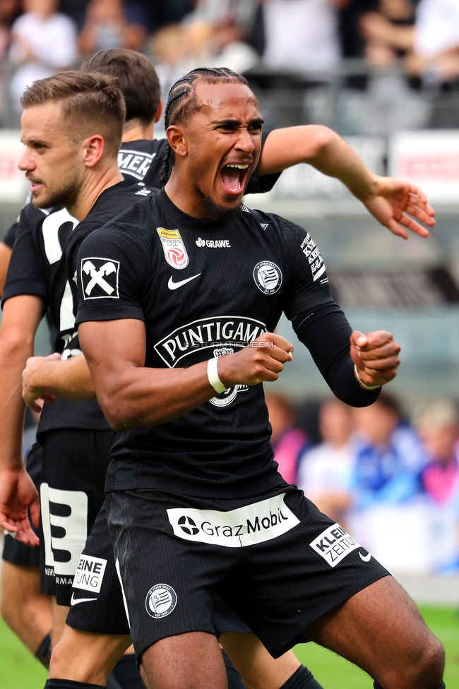 Sturm Graz - Hartberg
Oesterreichische Fussball Bundesliga,8. Runde, SK Sturm Graz - TSV Hartberg, Stadion Liebenau Graz, 28.09.2025. 

Foto zeigt Emanuel Aiwu (Sturm)
Schlüsselwörter: torjubel