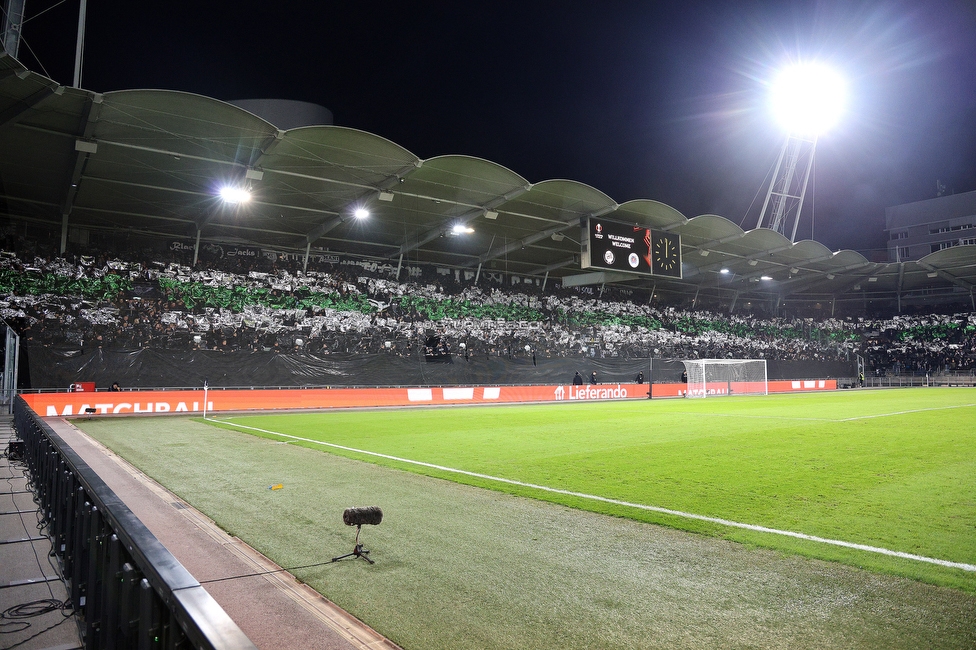 Sturm Graz - Rangers
UEFA Europa League Gruppenphase 2. Spieltag, SK Sturm Graz - Glasgow Rangers, Stadion Liebenau Graz, 02.10.2025. 

Foto zeigt Fans von Sturm mit einer Choreografie
