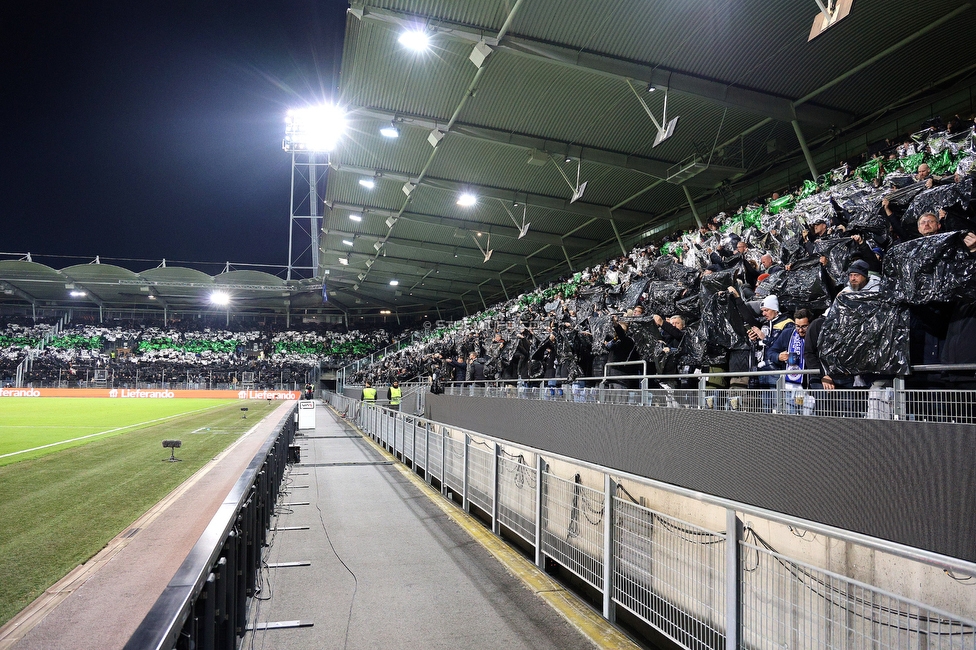 Sturm Graz - Rangers
UEFA Europa League Gruppenphase 2. Spieltag, SK Sturm Graz - Glasgow Rangers, Stadion Liebenau Graz, 02.10.2025. 

Foto zeigt Fans von Sturm mit einer Choreografie
