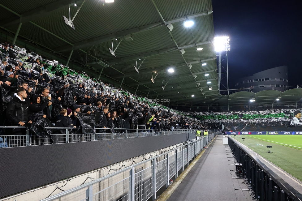 Sturm Graz - Rangers
UEFA Europa League - 2. Runde, SK Sturm Graz - FC Glasgow Rangers, Stadion Liebenau Graz, 02.10.2025. 

Foto zeigt Fans von Sturm mit einer Choreografie
