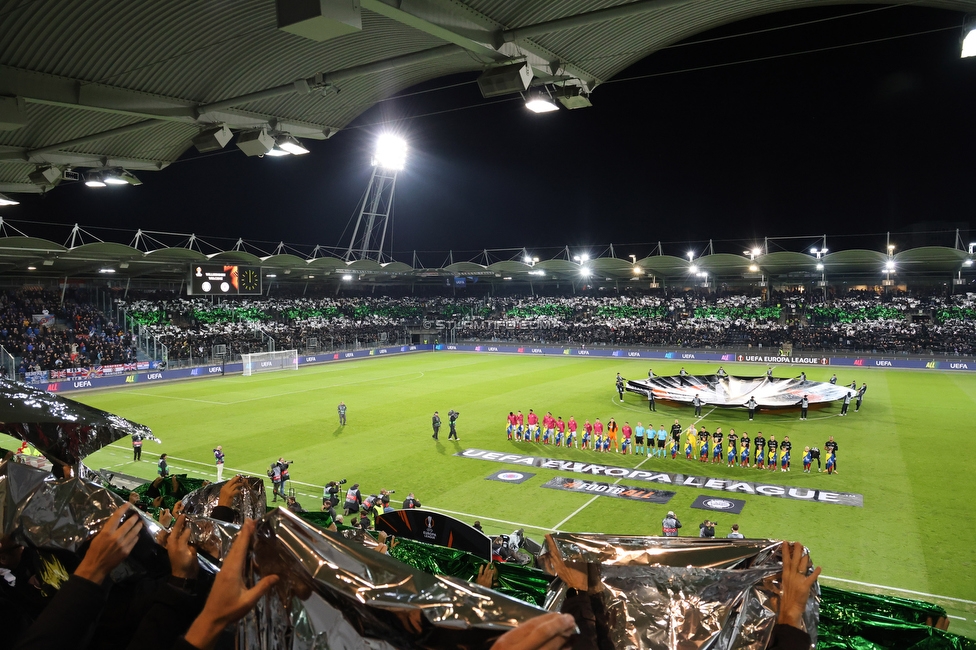 Sturm Graz - Rangers
UEFA Europa League Gruppenphase 2. Spieltag, SK Sturm Graz - Glasgow Rangers, Stadion Liebenau Graz, 02.10.2025. 

Foto zeigt Fans von Sturm mit einer Choreografie
