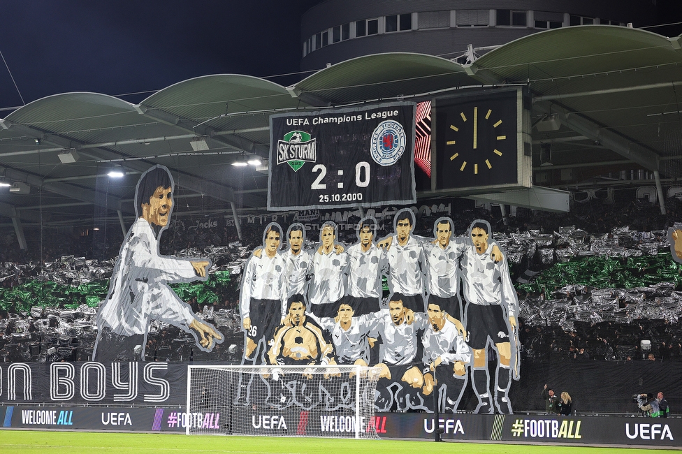 Sturm Graz - Rangers
UEFA Europa League Gruppenphase 2. Spieltag, SK Sturm Graz - Glasgow Rangers, Stadion Liebenau Graz, 02.10.2025. 

Foto zeigt Fans von Sturm mit einer Choreografie
