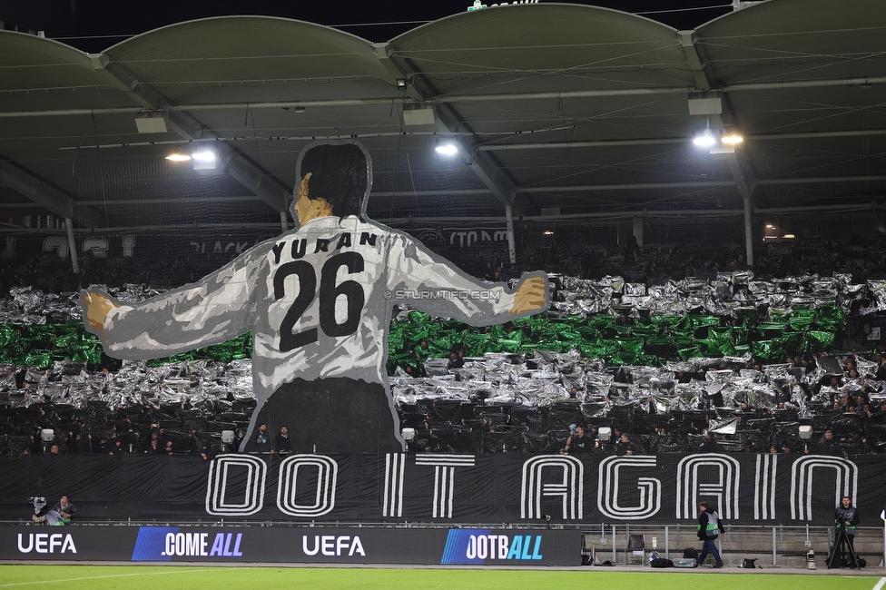 Sturm Graz - Rangers
UEFA Europa League Gruppenphase 2. Spieltag, SK Sturm Graz - Glasgow Rangers, Stadion Liebenau Graz, 02.10.2025. 

Foto zeigt Fans von Sturm mit einer Choreografie
