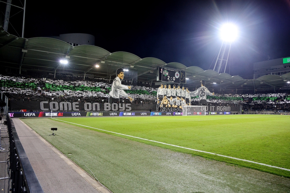 Sturm Graz - Rangers
UEFA Europa League Gruppenphase 2. Spieltag, SK Sturm Graz - Glasgow Rangers, Stadion Liebenau Graz, 02.10.2025. 

Foto zeigt Fans von Sturm mit einer Choreografie
