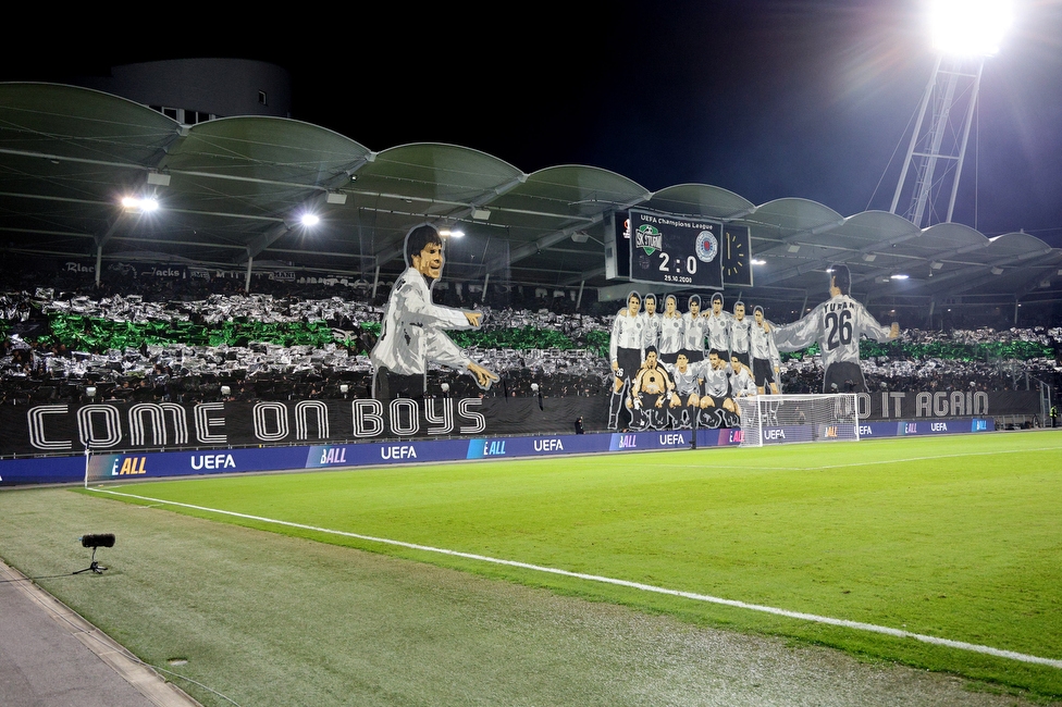 Sturm Graz - Rangers
UEFA Europa League Gruppenphase 2. Spieltag, SK Sturm Graz - Glasgow Rangers, Stadion Liebenau Graz, 02.10.2025. 

Foto zeigt Fans von Sturm mit einer Choreografie
