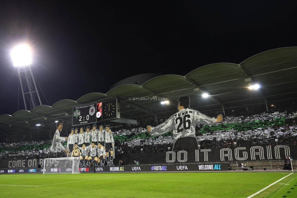 Sturm Graz - Rangers
UEFA Europa League Gruppenphase 2. Spieltag, SK Sturm Graz - Glasgow Rangers, Stadion Liebenau Graz, 02.10.2025. 

Foto zeigt Fans von Sturm mit einer Choreografie
