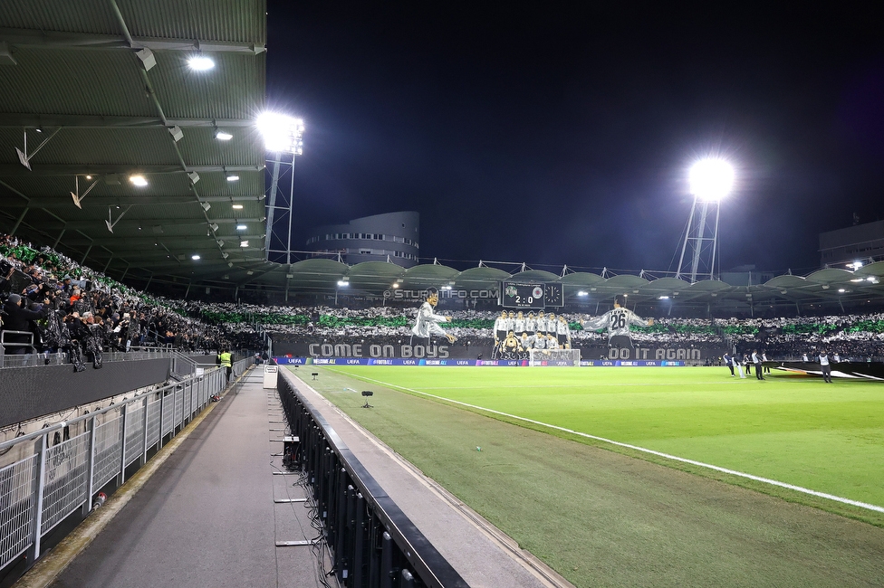 Sturm Graz - Rangers
UEFA Europa League - 2. Runde, SK Sturm Graz - FC Glasgow Rangers, Stadion Liebenau Graz, 02.10.2025. 

Foto zeigt Fans von Sturm mit einer Choreografie
