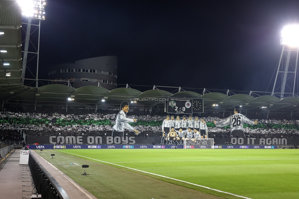 Sturm Graz - Rangers
UEFA Europa League - 2. Runde, SK Sturm Graz - FC Glasgow Rangers, Stadion Liebenau Graz, 02.10.2025. 

Foto zeigt Fans von Sturm mit einer Choreografie
