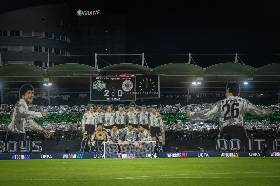 Sturm Graz - Rangers
UEFA Europa League Gruppenphase 2. Spieltag, SK Sturm Graz - Glasgow Rangers, Stadion Liebenau Graz, 02.10.2025. 

Foto zeigt Fans von Sturm mit einer Choreografie
