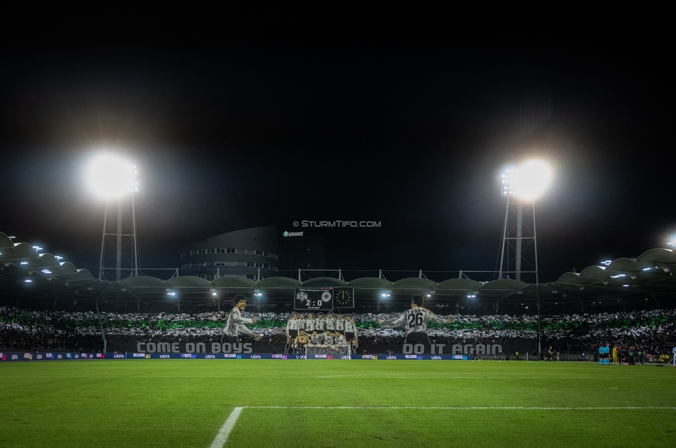 Sturm Graz - Rangers
UEFA Europa League Gruppenphase 2. Spieltag, SK Sturm Graz - Glasgow Rangers, Stadion Liebenau Graz, 02.10.2025. 

Foto zeigt Fans von Sturm mit einer Choreografie
