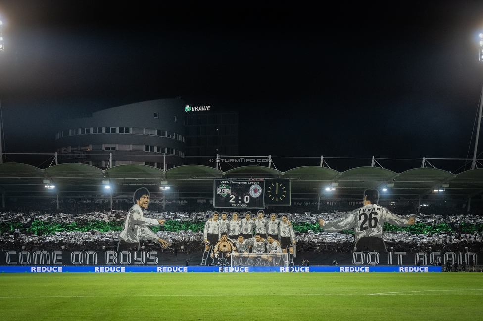 Sturm Graz - Rangers
UEFA Europa League Gruppenphase 2. Spieltag, SK Sturm Graz - Glasgow Rangers, Stadion Liebenau Graz, 02.10.2025. 

Foto zeigt Fans von Sturm mit einer Choreografie
