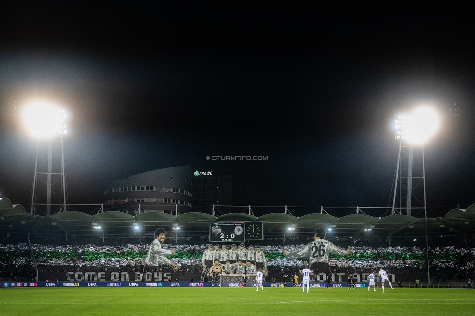 Sturm Graz - Rangers
UEFA Europa League Gruppenphase 2. Spieltag, SK Sturm Graz - Glasgow Rangers, Stadion Liebenau Graz, 02.10.2025. 

Foto zeigt Fans von Sturm mit einer Choreografie
