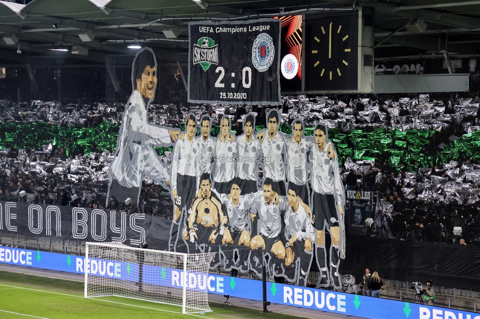 Sturm Graz - Rangers
UEFA Europa League Gruppenphase 2. Spieltag, SK Sturm Graz - Glasgow Rangers, Stadion Liebenau Graz, 02.10.2025. 

Foto zeigt Fans von Sturm mit einer Choreografie
