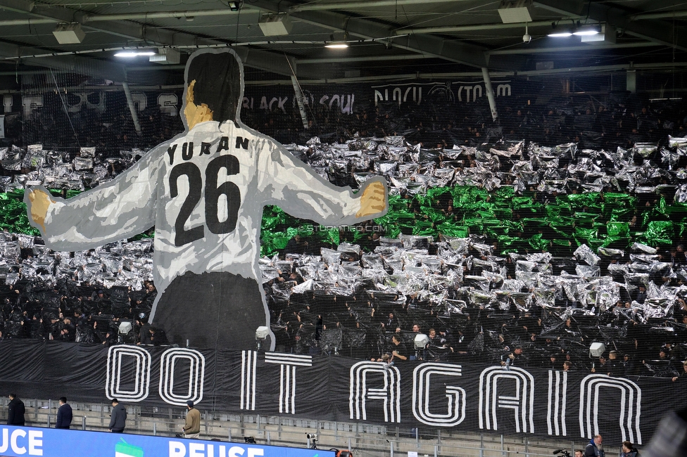 Sturm Graz - Rangers
UEFA Europa League Gruppenphase 2. Spieltag, SK Sturm Graz - Glasgow Rangers, Stadion Liebenau Graz, 02.10.2025. 

Foto zeigt Fans von Sturm mit einer Choreografie
