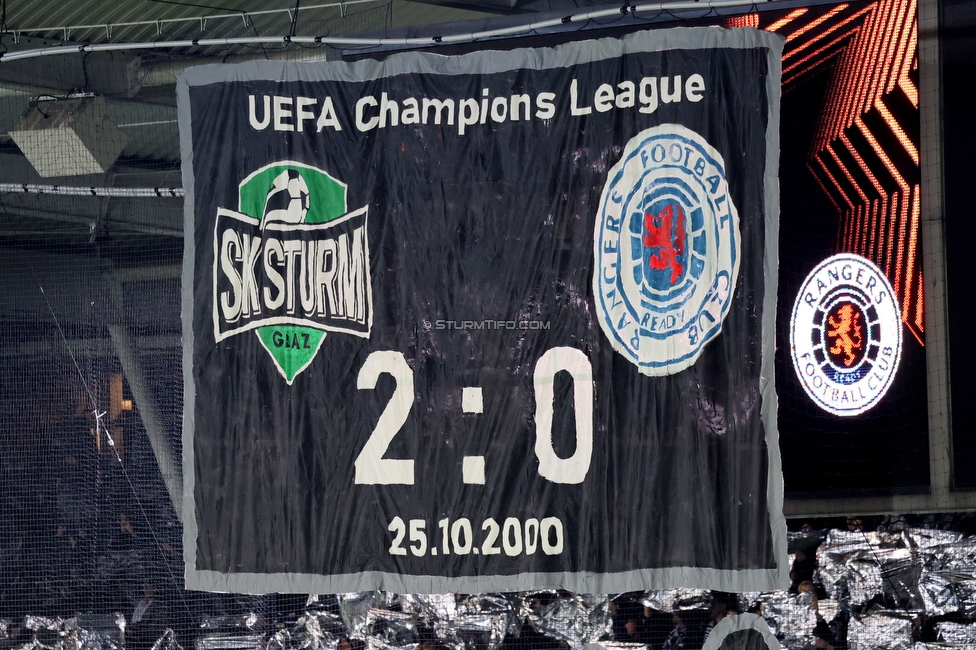 Sturm Graz - Rangers
UEFA Europa League Gruppenphase 2. Spieltag, SK Sturm Graz - Glasgow Rangers, Stadion Liebenau Graz, 02.10.2025. 

Foto zeigt Fans von Sturm mit einer Choreografie
