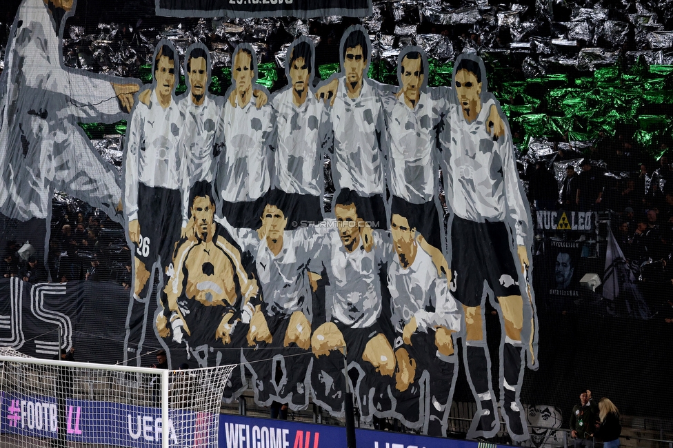 Sturm Graz - Rangers
UEFA Europa League Gruppenphase 2. Spieltag, SK Sturm Graz - Glasgow Rangers, Stadion Liebenau Graz, 02.10.2025. 

Foto zeigt Fans von Sturm mit einer Choreografie
