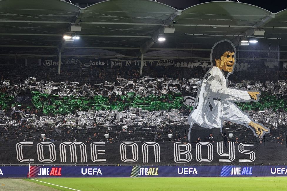 Sturm Graz - Rangers
UEFA Europa League - 2. Runde, SK Sturm Graz - FC Glasgow Rangers, Stadion Liebenau Graz, 02.10.2025. 

Foto zeigt Fans von Sturm mit einer Choreografie
