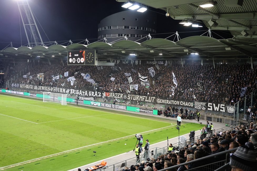 Sturm Graz - Rangers
UEFA Europa League Gruppenphase 2. Spieltag, SK Sturm Graz - Glasgow Rangers, Stadion Liebenau Graz, 02.10.2025. 

Foto zeigt Fans von Sturm
