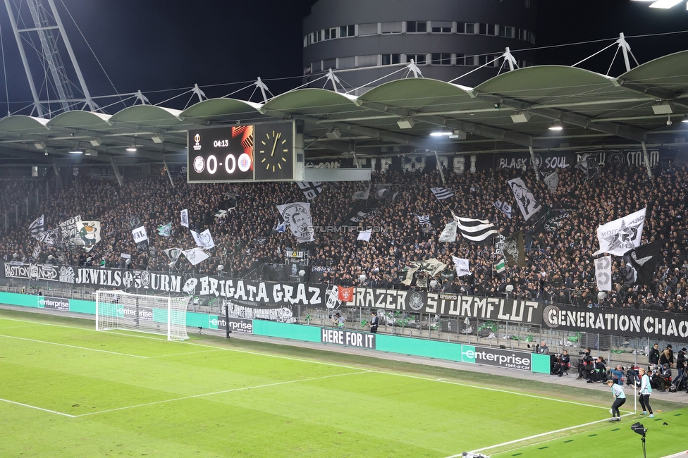 Sturm Graz - Rangers
UEFA Europa League Gruppenphase 2. Spieltag, SK Sturm Graz - Glasgow Rangers, Stadion Liebenau Graz, 02.10.2025. 

Foto zeigt Fans von Sturm
