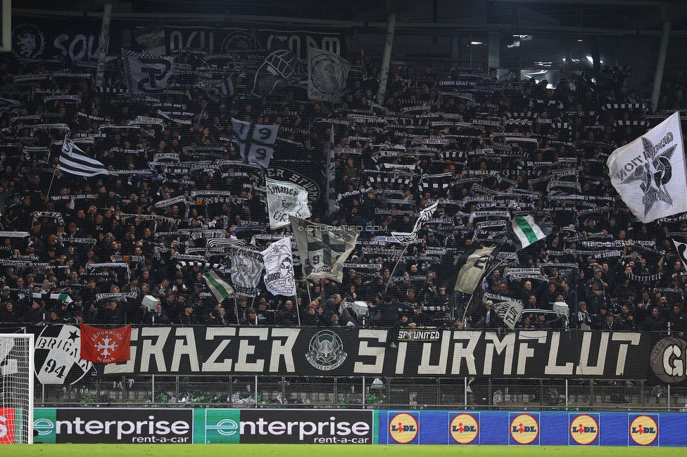 Sturm Graz - Rangers
UEFA Europa League - 2. Runde, SK Sturm Graz - FC Glasgow Rangers, Stadion Liebenau Graz, 02.10.2025. 

Foto zeigt Fans von Sturm
Schlüsselwörter: schals sturmflut