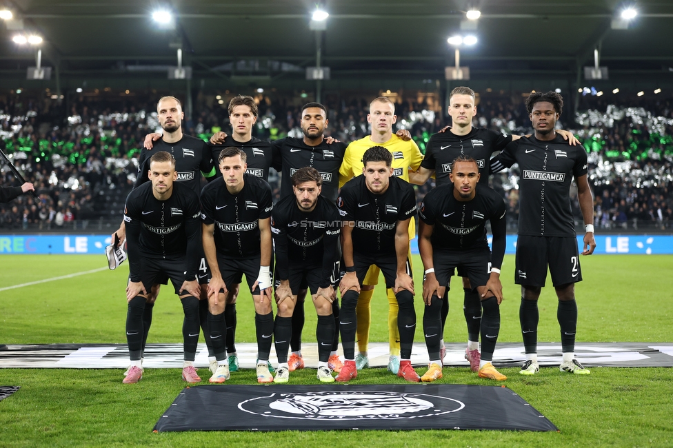 Sturm Graz - Rangers
UEFA Europa League Gruppenphase 2. Spieltag, SK Sturm Graz - Glasgow Rangers, Stadion Liebenau Graz, 02.10.2025. 

Foto zeigt die Mannschaft von Sturm
