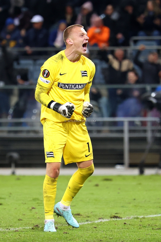Sturm Graz - Rangers
UEFA Europa League - 2. Runde, SK Sturm Graz - FC Glasgow Rangers, Stadion Liebenau Graz, 02.10.2025. 

Foto zeigt Oliver Christensen (Sturm)
