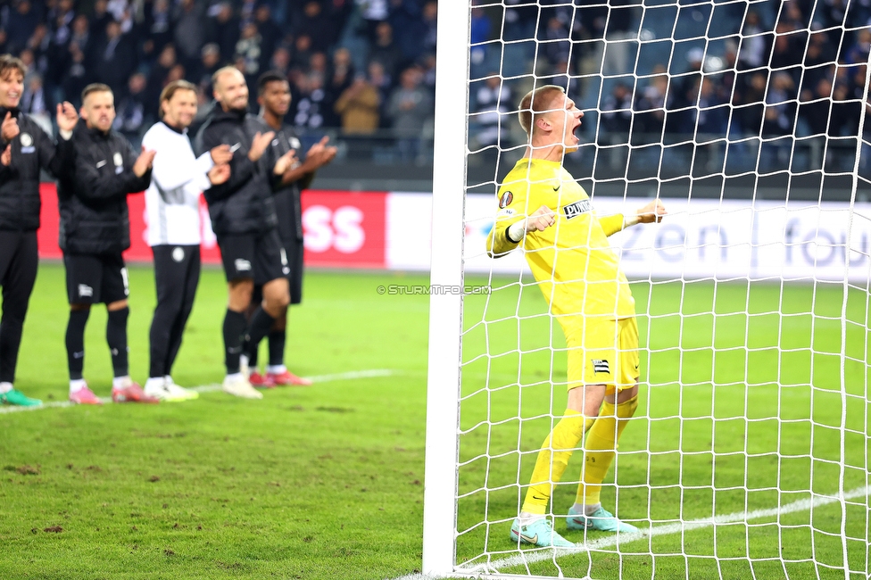 Sturm Graz - Rangers
UEFA Europa League Gruppenphase 2. Spieltag, SK Sturm Graz - Glasgow Rangers, Stadion Liebenau Graz, 02.10.2025. 

Foto zeigt Oliver Christensen (Sturm)
