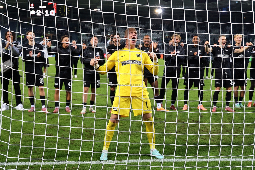 Sturm Graz - Rangers
UEFA Europa League Gruppenphase 2. Spieltag, SK Sturm Graz - Glasgow Rangers, Stadion Liebenau Graz, 02.10.2025. 

Foto zeigt Oliver Christensen (Sturm)
