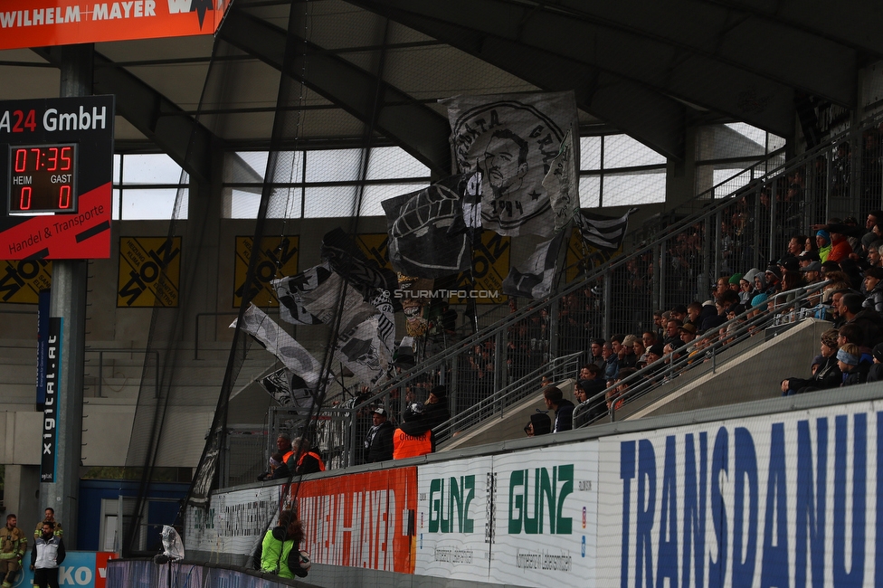 Altach - Sturm Graz
Oesterreichische Fussball Bundesliga, 9. Runde, SC Rheindorf Altach - SK Sturm Graz, Stadion Schnabelholz Altach, 05.10.2025. 

Foto zeigt Fans von Sturm
